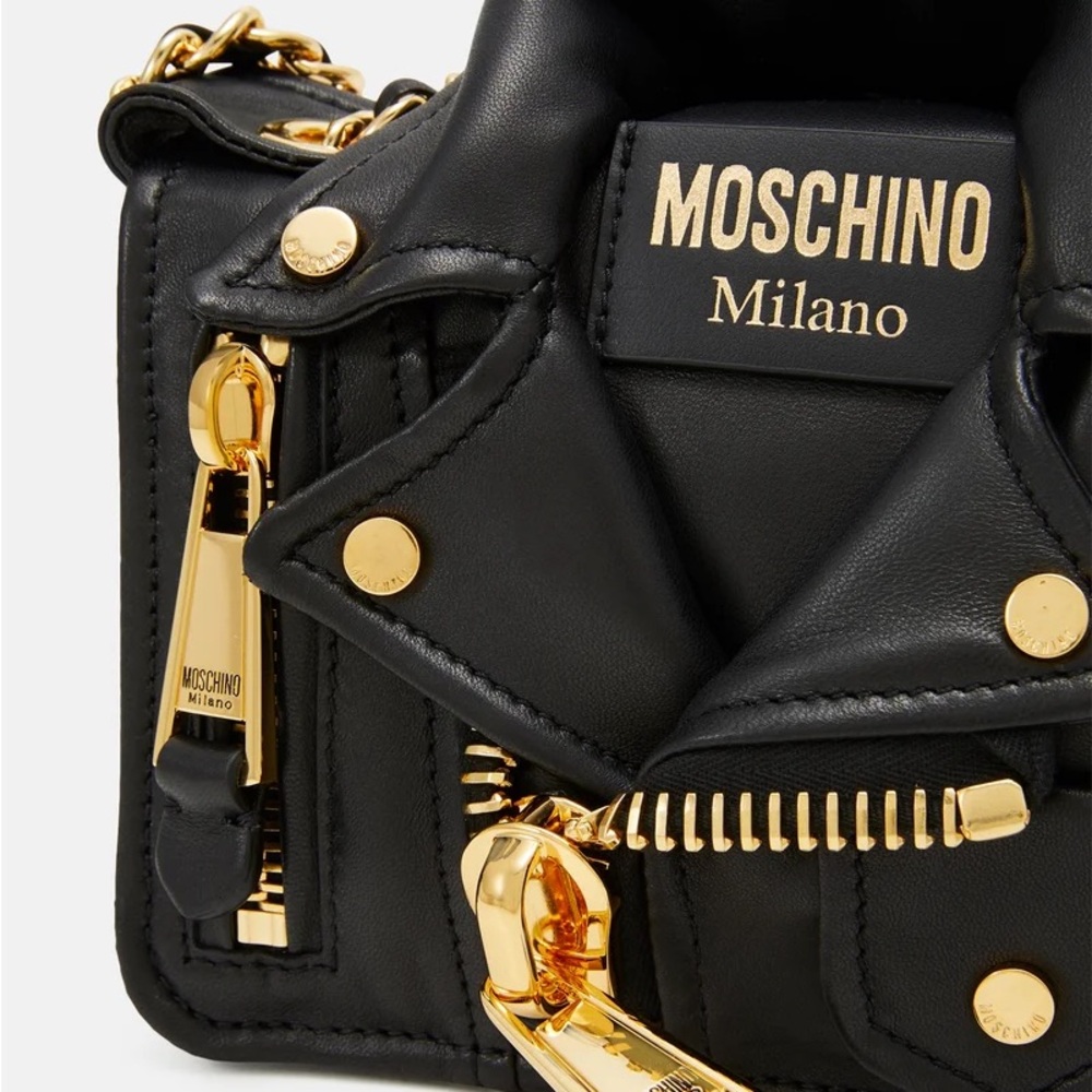 Moschino Black Quilted Jacket-Inspired Shoulder Bag with Gold Hardware - Picture 2 of 5